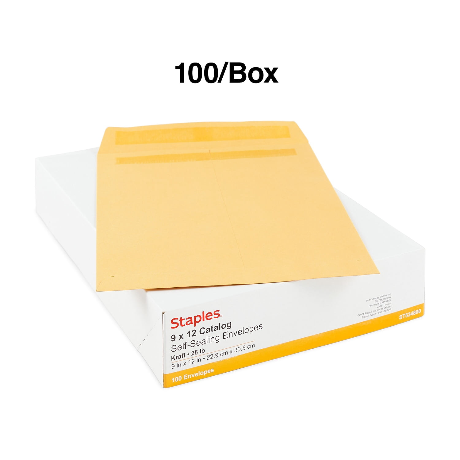 Staples Self Seal Catalog Envelopes 9"L x 12"H Brown 100/Box (534800/17104)
