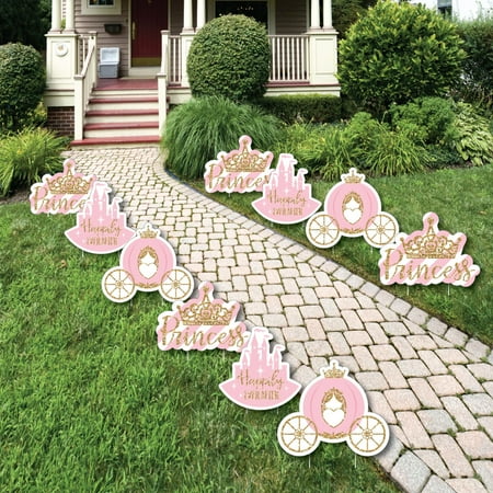 - Little Princess Crown - Tiara, Castle & Carriage Lawn Decorations - Outdoor Baby Shower or Birthday Yard Decor - 10 Ct