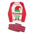 thumbnail image 4 of Christmas Pajamas for Family, Long Sleeve Elf Print Tops + Plaid Pants Set Sleepwear Loungewear, 4 of 10