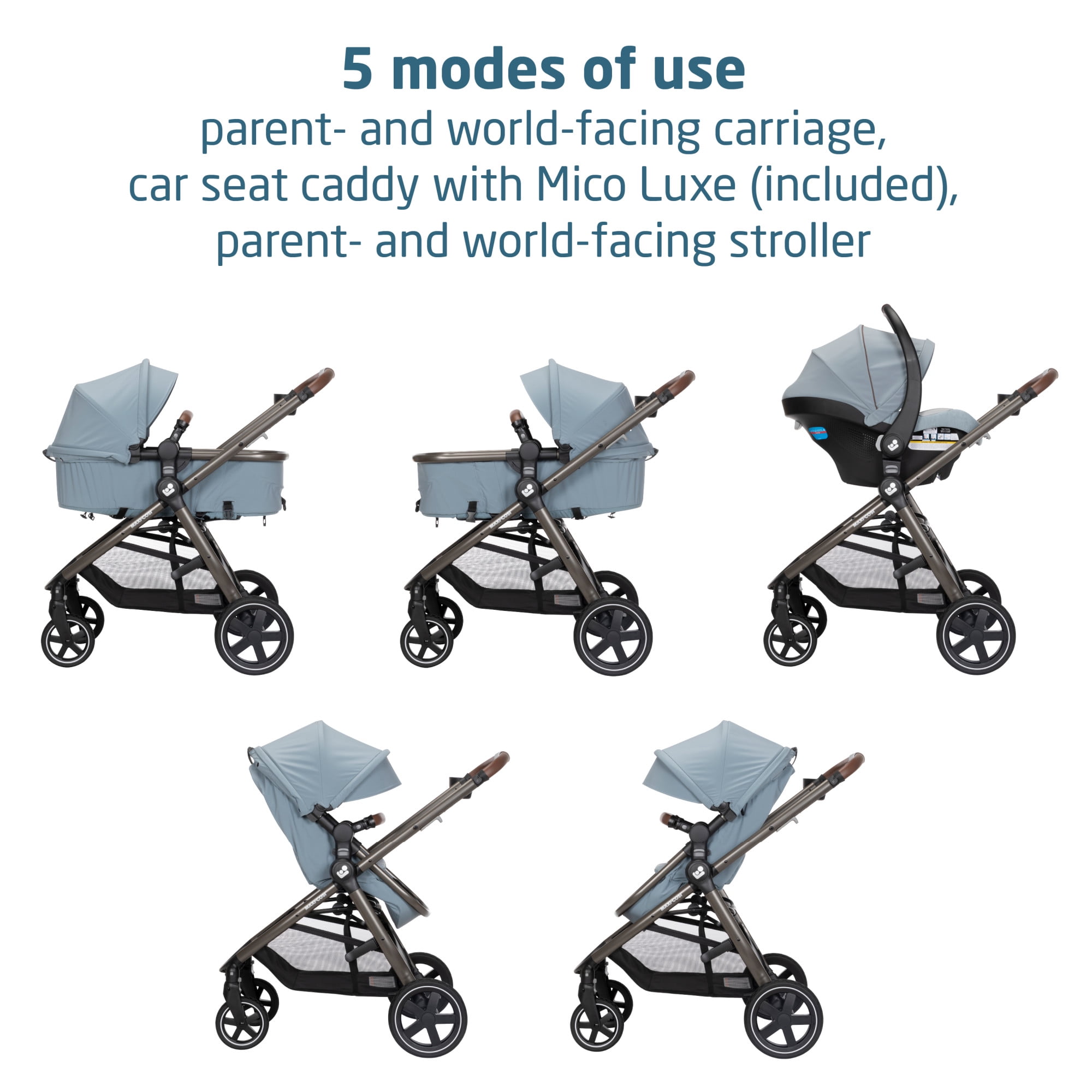 Maxi-Cosi Zelia² Luxe 5-in-1 Modular Travel System, New Hope Grey