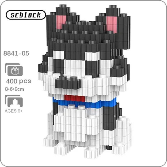 SC Animal Shiba Inu Husky Corgi Schnauzer Dachshund Poodle Doberman Samoyed Dog Pet Mini Magic Blocks Bricks Building Toy No Box