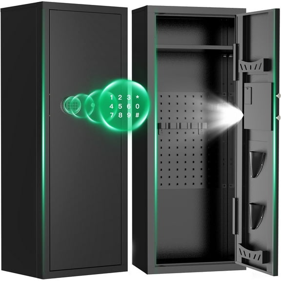 BESAFETY 12-15 Gun Cabinet, Quick Access Long Gun Safe for Home Rifles and Pistols, Large Unassembled Rifle Safe with Removable Shelves, Pegboard