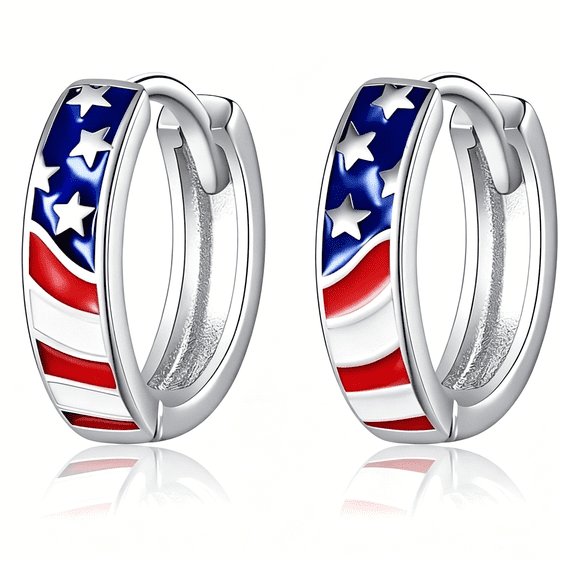 DESIGNICE American Flag Hoop Earrings for Women Men Patriotic Usa Star Stripes Huggie Earrings 4Th of July Independence Day Jewelry Gifts
