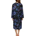 thumbnail image 3 of FKELYI Women Zip Up Robe Nightgowns Comfy House Coats Full Length Sleepwear House Dress Purple Floral Hummingbird Print Long Sleeve Bathrobe with 2 Pockets, L, 3 of 6