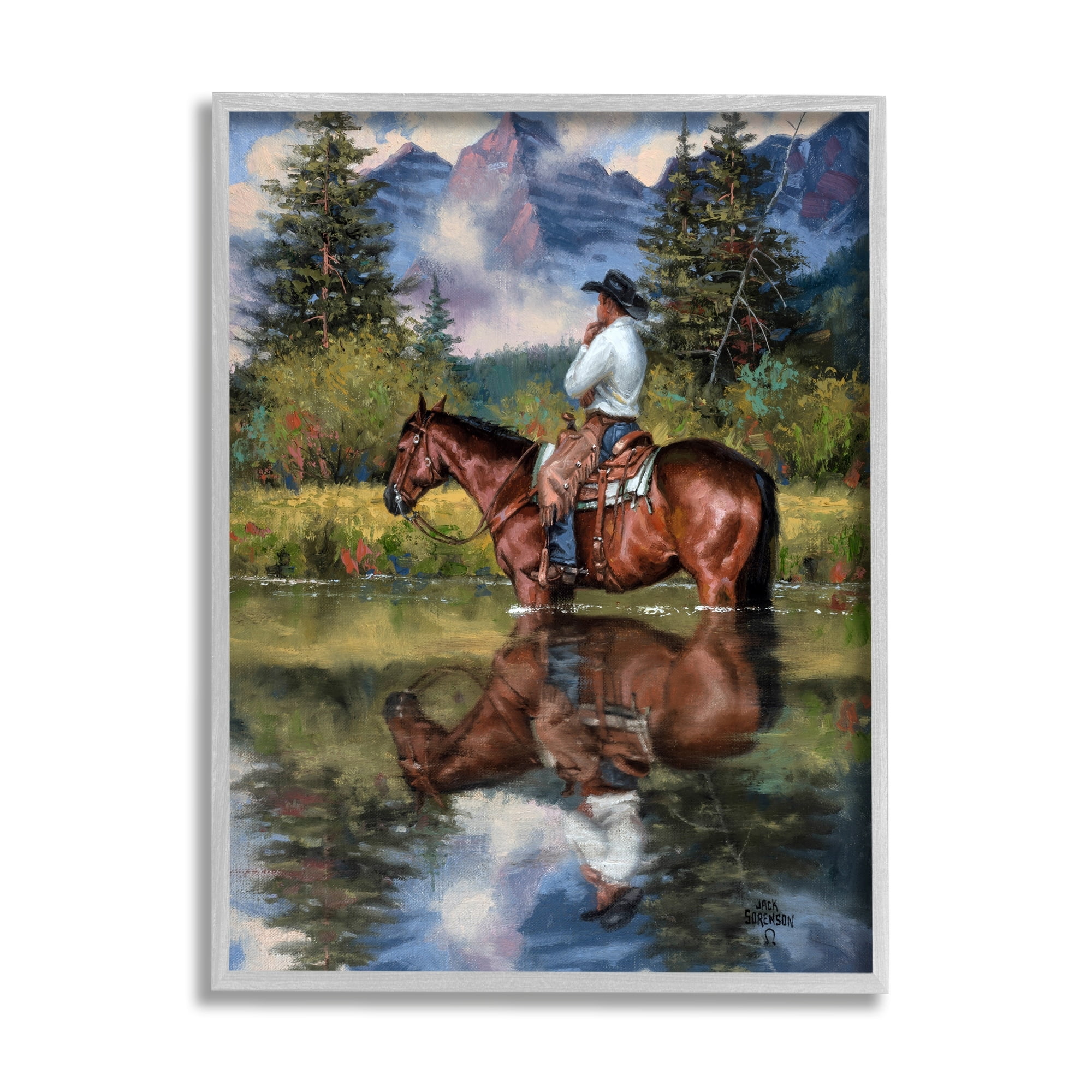 Stupell Industries Equestrian Cowboy Scouting Rural Suburban Wild West River,24 x 30, Design by Jack Sorenson