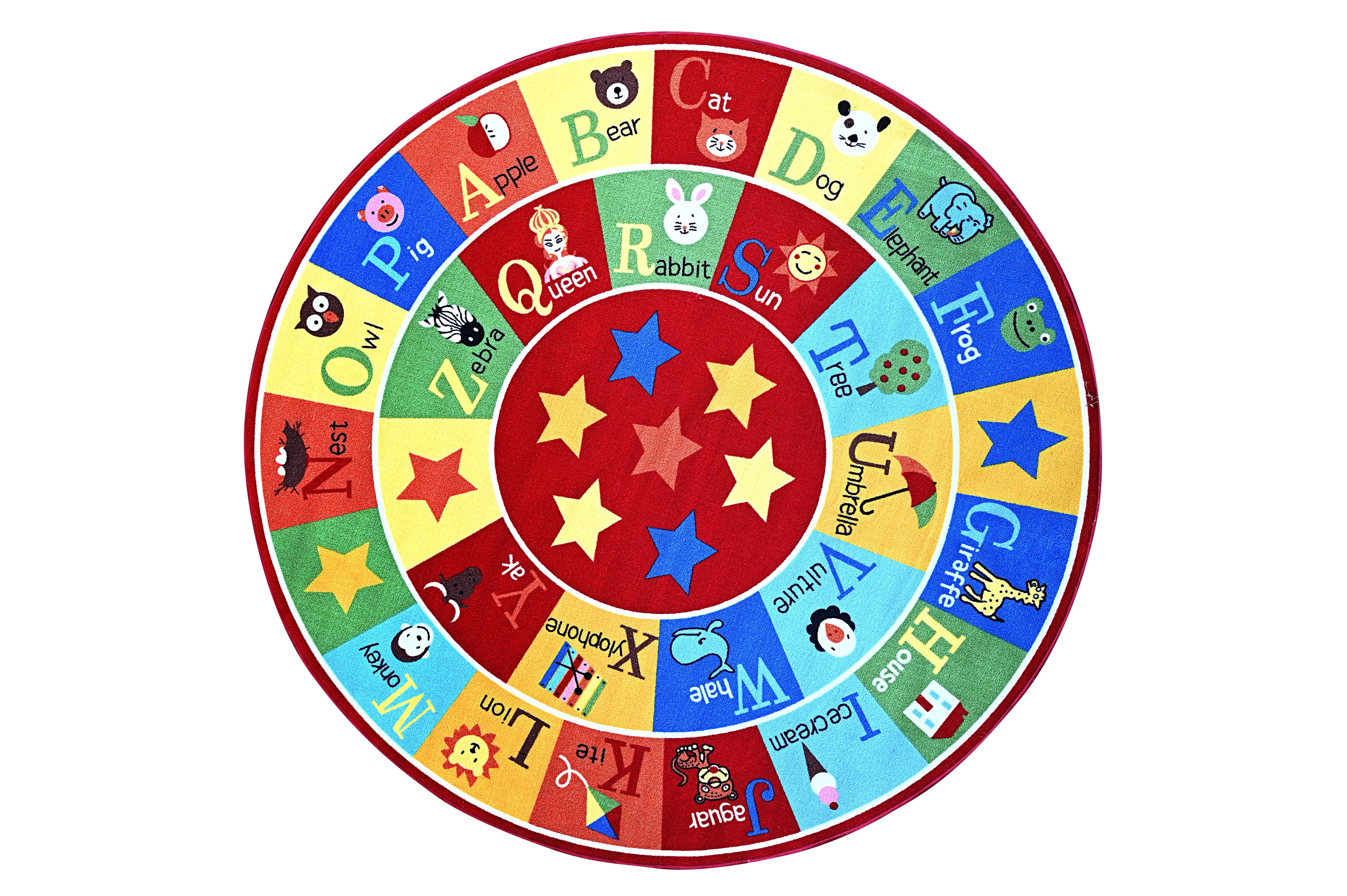 Furnish My Place 745 ABC With Animal 5' Round ABC Area Rug for Kids ...