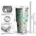 thumbnail image 3 of 30oz Pioneer Flower Floral Print Pattern Tumbler, Double Wall Vacuum Insulated Cup, BPA-Free Leak Proof Lid & Reusable Straws, Hot 12h, Cold 34h, 3 of 6