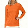 thumbnail image 2 of Womens Long Sleeve Tops Casual Solid Color Crew Neck Base Layer Tee Shirt Comfy Tshirts Spring Fall Clothes (2XL, Orange 01), 2 of 6