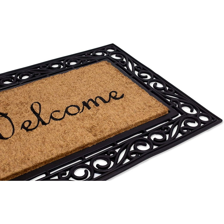 Birdrock Home Classic Welcome Brush Coir Doormat With Black Rubber Bottom -  24 Inches X 36 Inches : Target