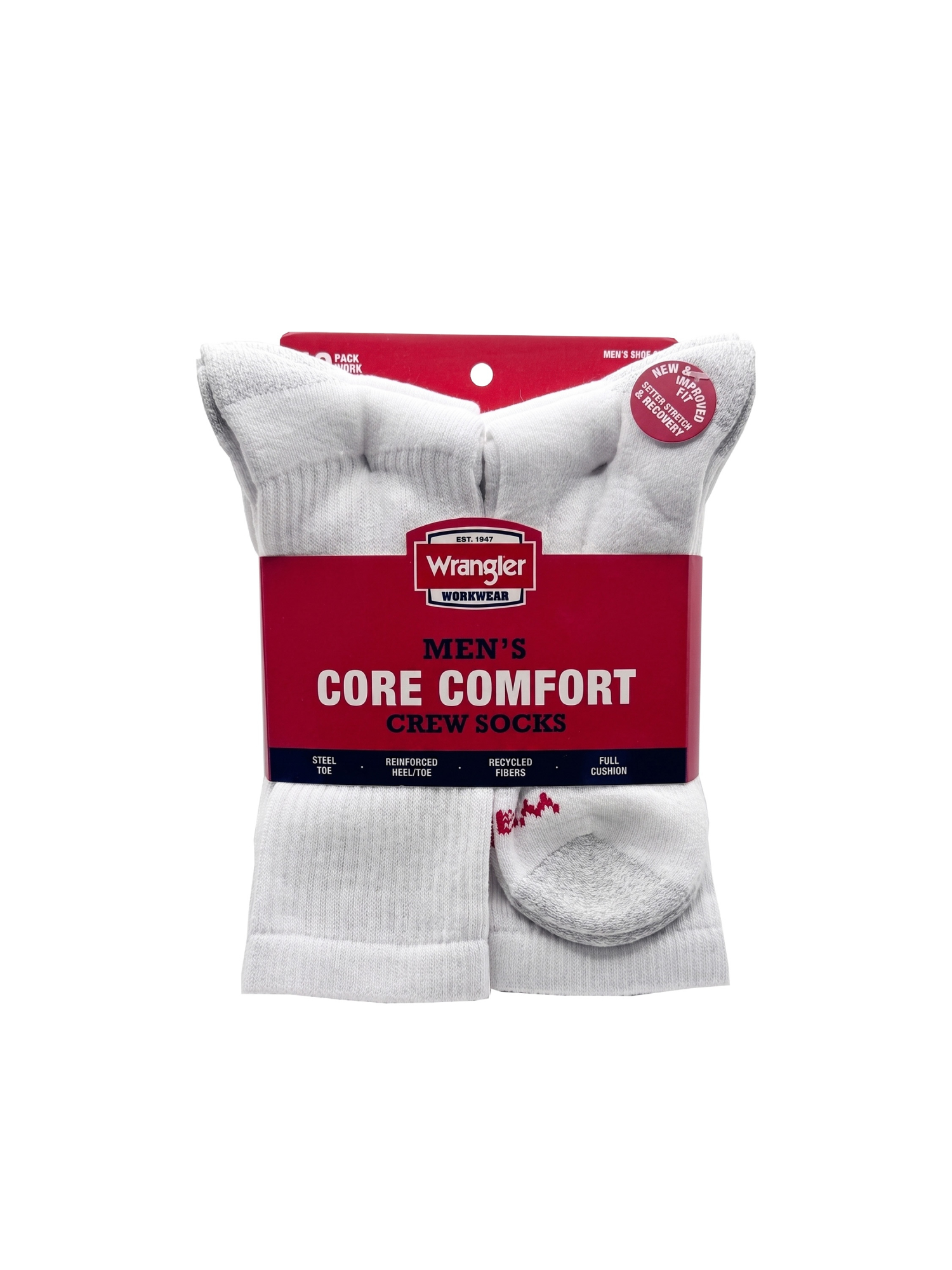 Wrangler Men's Cushion Work Crew Socks, 12-Pack