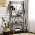 thumbnail image 1 of Walker Edison Frankie 68" Solid Wood Ladder Bookshelf - Grey, 1 of 4