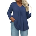 thumbnail image 4 of WellSize Womens Plus Size Tops Casual Pleated V Neck Fall Blouse Tunic Long Sleeve Shirts, 4 of 8