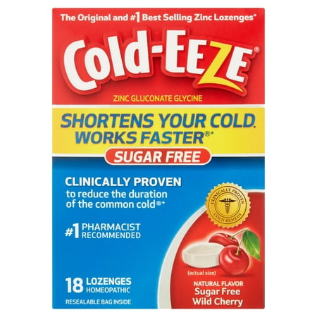 Cold-Eeze Zinc Gluconate Glycine Homeopathic Wild Cherry Lozenges, 18