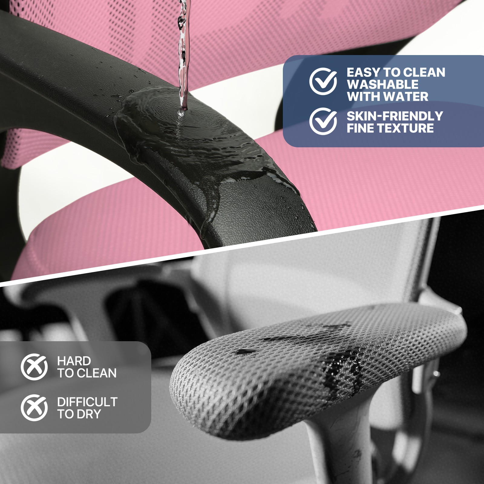 MoNiBloom Office Chair Mid Back Swivel Lumbar Support Desk Chair, Height Adjustable Ergonomic Mesh Computer Chair with Armrest, Pink