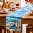 thumbnail image 5 of Nautical Coastal Table Runner 90 Inches, Summer Beach Flip Flops Bags Starfish Waves Bed Runner Dresser Scarves Tabletop for Indoor Outdoor Parties/Ceremony/Banquet, 13" x 90", 5 of 9