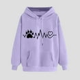 thumbnail image 2 of YWDJ Womens Hooded Sweatshirts Valentine's Day Casual Trendy Tops Solid Sweatshirts With Pocket Women Oversized Hoodies Summer Fall Plus Size Pullover Long Sleeve Sweatshirts Purple S, 2 of 3