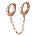 thumbnail image 1 of Pendientes de la cadena para las mujeres de doble Piercing Dangle Cadena Huggie Hoop Pendientes Cubic Zirconia Pearl Stud Pendientes para las mujeres de doble Conjoined Pendientes, 1 of 4