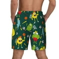 thumbnail image 3 of Sigee Sport Monster Print Mens Swim Trunks with Compression Liner Quick Dry Swim Stretch Beach Shorts with Pockets,S-3XL, 3 of 7