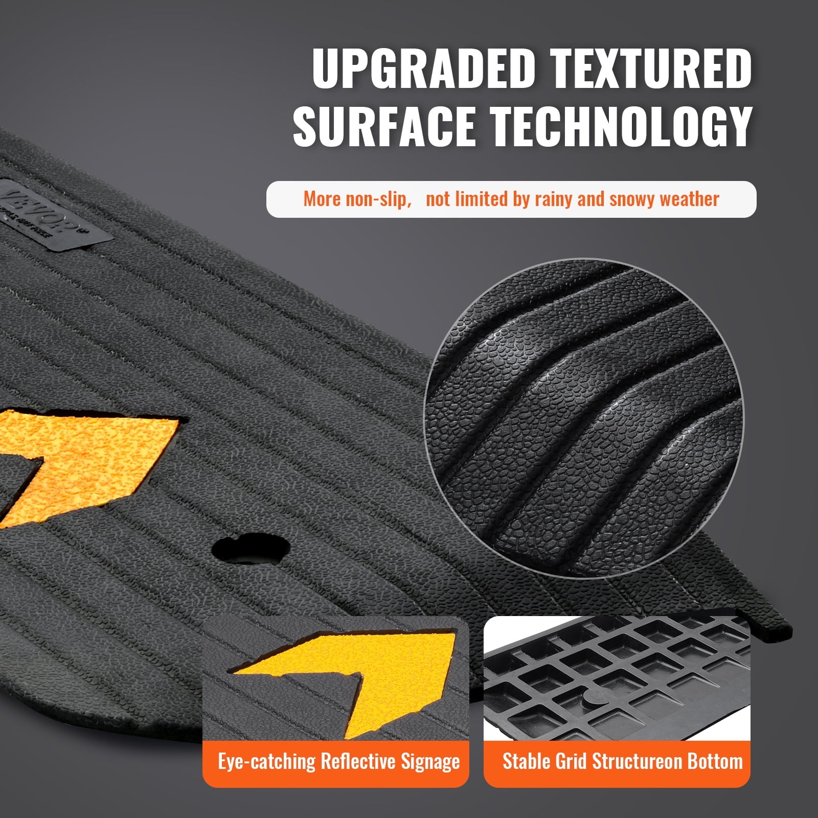 VEVOR Rubber Threshold Ramp Door Ramp 1" Rise 33069 lbs Load Rubber Curb Ramp