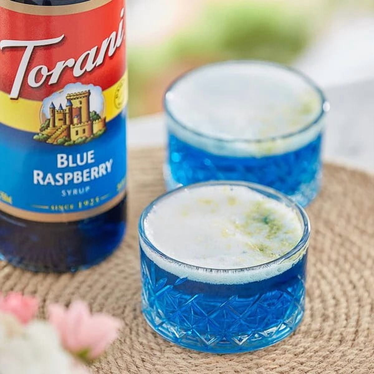 Torani Blue Raspberry Classic Flavouring Syrup, 25.4 fl oz Glass Bottle + Gold Pump