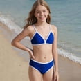 thumbnail image 2 of Tfken Summer Girls Cute Swimsuit Set Outfits Beach Swim 2 Piece Bikini Vest With Swimming Trunks Set Swimwear Quick-Dry Children Soft Bathing Suits Size 9-10 Years Blue, 2 of 6