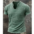 thumbnail image 5 of Men's Frayed Edge V-Neck T-Shirt, Crinkle Washed Cotton Blend Short Sleeve Tee with Raw Hem Size S-5XL Green, 5 of 5