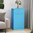 thumbnail image 2 of Tilt Out Trash Cabinet 10 Gallon Wooden Free Standing Laundry Sorter Cabinet,Recycling Cabinet with Hideaway Drawer,Tilt Out Trash Cabinet Can Bin Kitchen (Single Light Blue, Single Dooor), 2 of 14