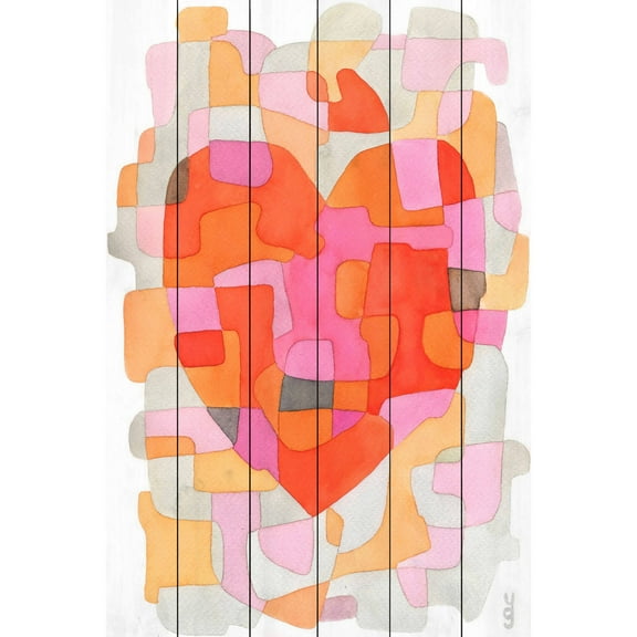 MARMONT HILL - 'Splash of Heart' by Yolanta Gawlik Painting Print on White Wood Small