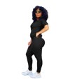 thumbnail image 4 of Akmipoem Women Plus Summer 2 Piece Outfits Textured Gym Workout Sets Tracksuit Crop Top Leggings Sweatsuits, 4 of 5