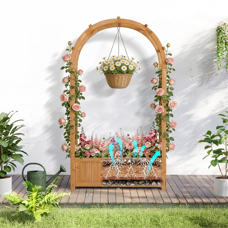 Ktaxon 32.7in Arch Planter Trellis, Wooden Lattice Garden Arch