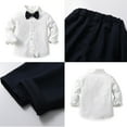 thumbnail image 4 of Toddler Boys Outfits Long Sleeve Shirt Tops Pants With Tie Child Kids Gentleman Party Dress Sets Clothing Sets for Boys Size 3-4T, 4 of 5