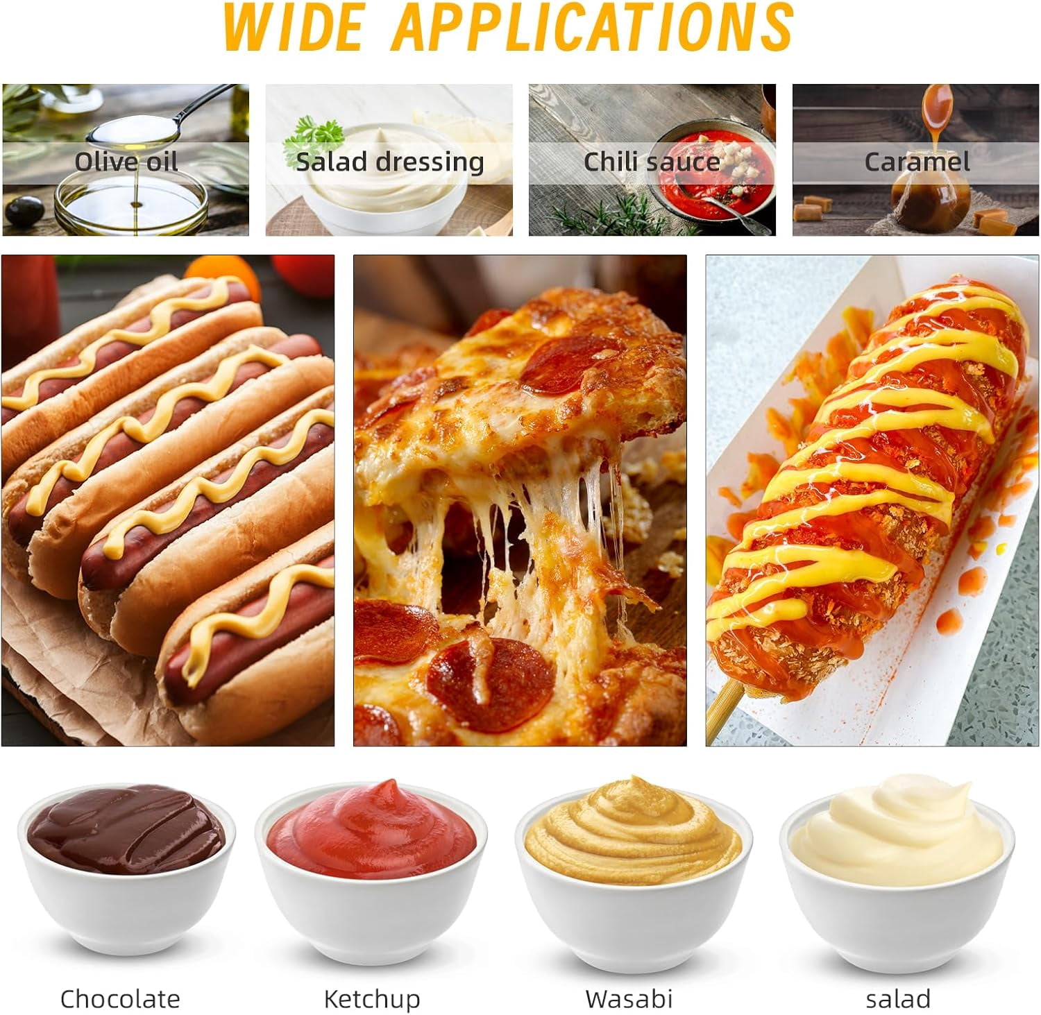 4-Pack 23oz Plastic Squeeze Bottles, Condiment Squirt Bottles Refillable Sauce Dispensers with 3-Hole Nozzle for Ketchup, Syrup, Dressing, Oil, Honey