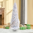 thumbnail image 2 of 7.5ft White Pencil Christmas Tree, Artificial Slim Christmas Tree with 1000 Branch Tips and Metal Stand, White Xmas Trees for Indoor Outdoor Home Holiday Decoration, 2 of 8