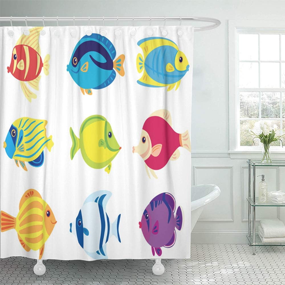 KSADK Green Color Tropic Fish Aquarium Sea Abstract Shower Curtain Bath
