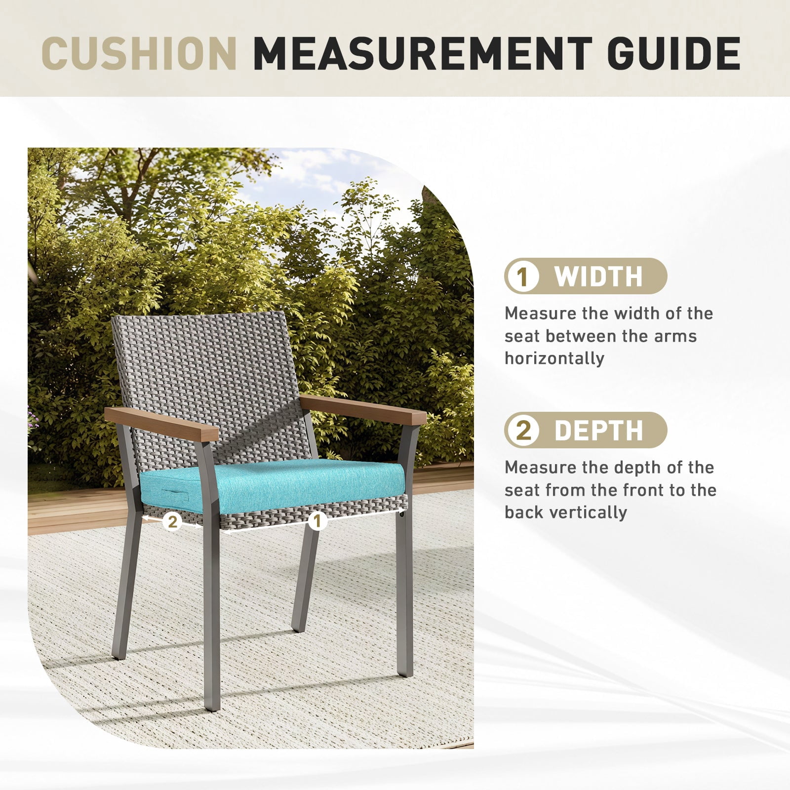BPS 25" x 25" Aruba Blue Outdoor Chair Cushions, Water Resistant, Removable Cover, 2 Count