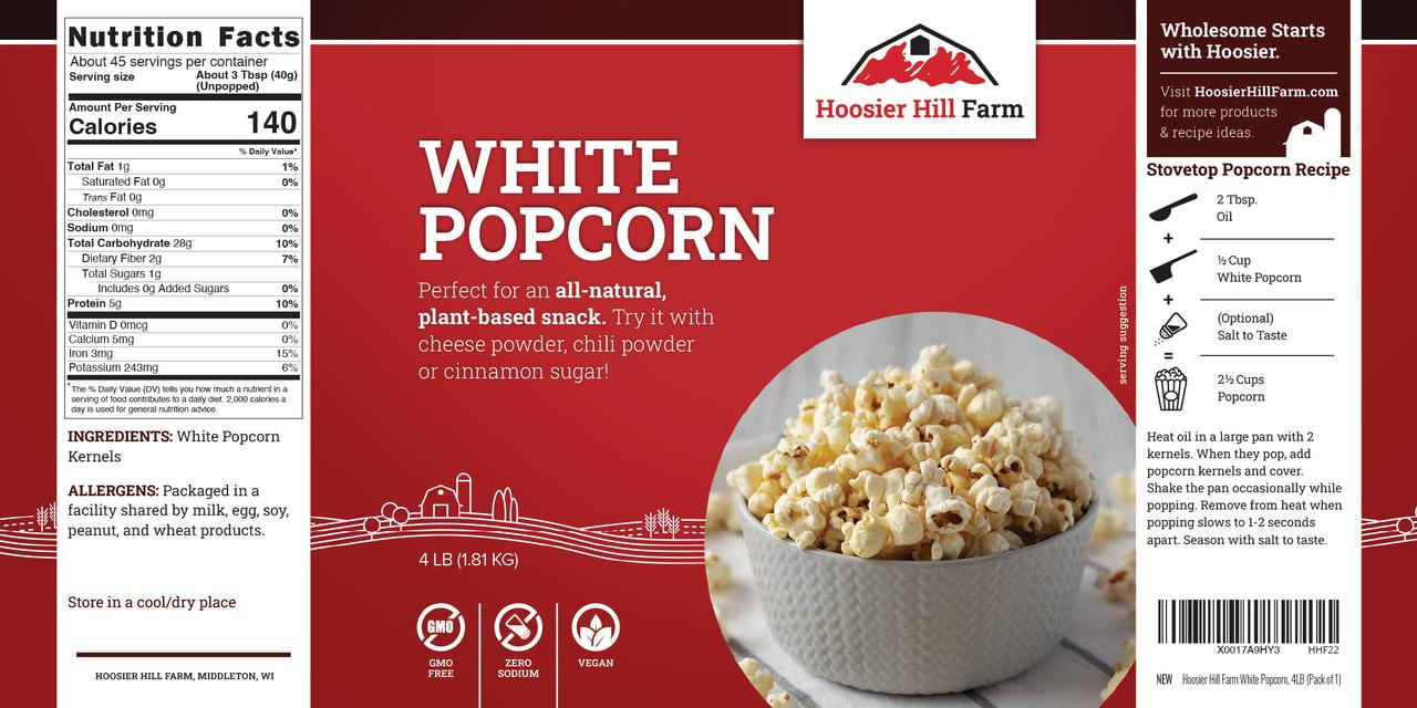 Hoosier Hill Farm White Popcorn, 4 lb Jar