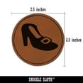 thumbnail image 2 of High Heeled Shoe with Buckle 2.5" Faux Leather Round Engraved Iron-On Patch - Brown, 2 of 6