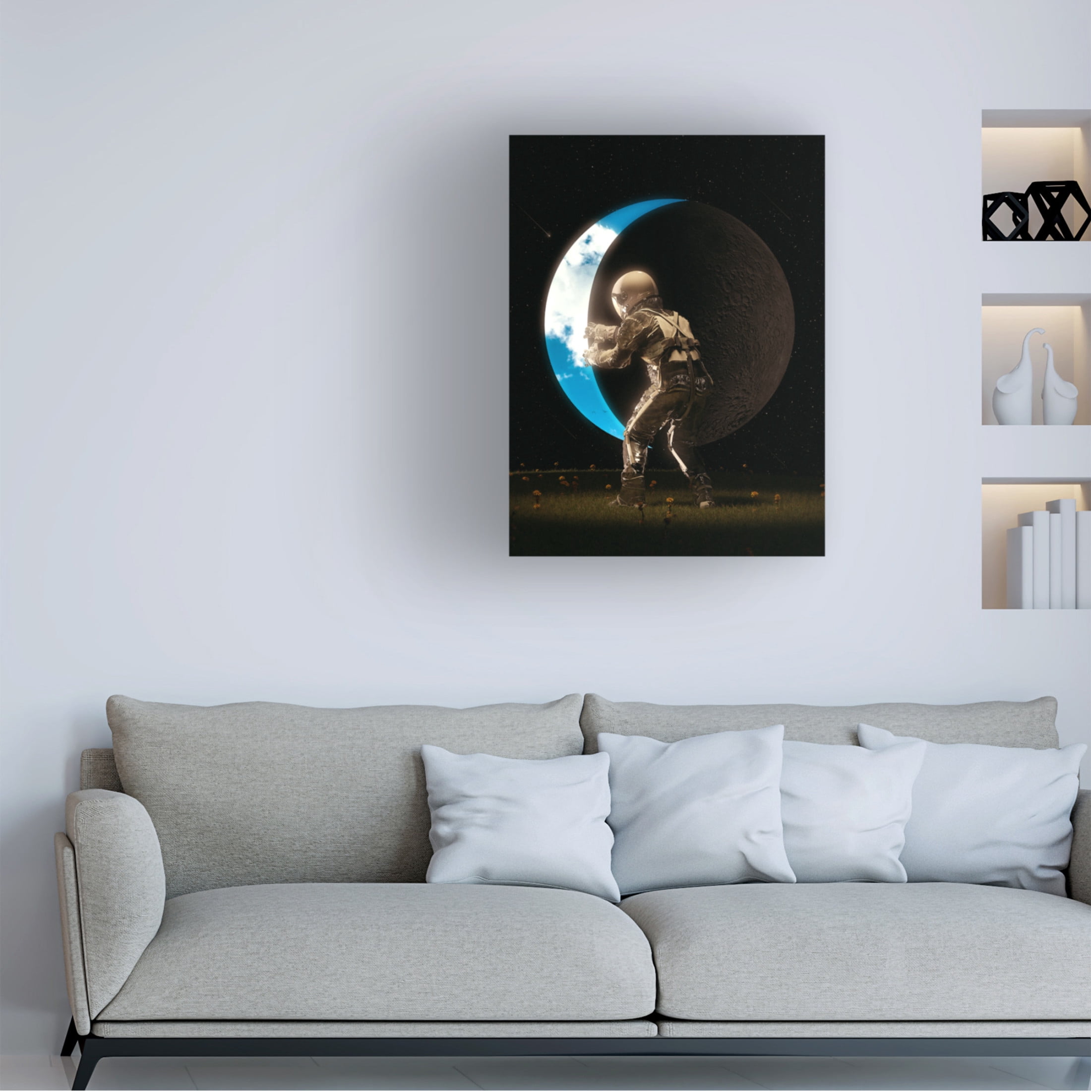 Canvas Wall Art - Francis Minoza 'Space Out' Wall Art for Living Room, Bedroom, or Office Décor by Trademark Fine Art - 14 x 19 Inches