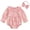 C116-Pink, variant on Staki Newborn Baby Girl Outfit Smocked Bubble Romper Ruffle Long Sleeve Bow Bodysuit Jumpsuit Clothes 0-18M,0-3 Months