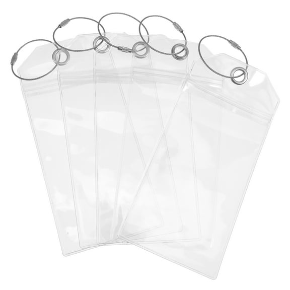 BALAHAPY 5Pcs Clear PVC Luggage Tags Holder Waterproof for Travel Essentials Cruise Bag Tags Steel Ring
