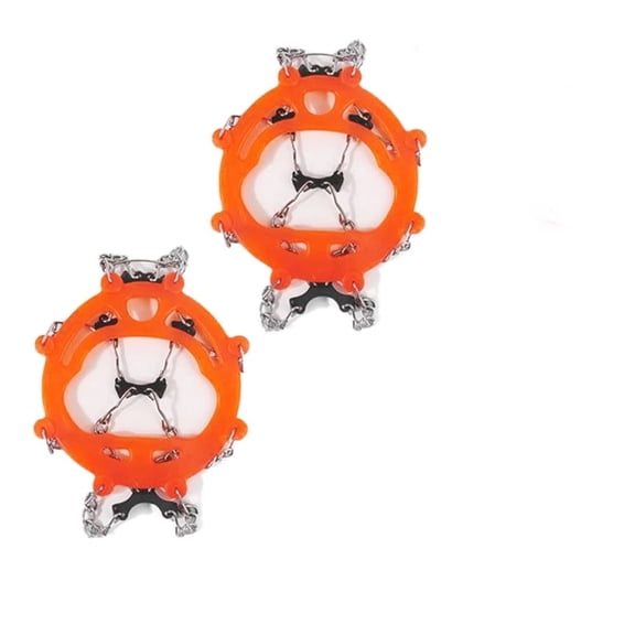 Crampons for Shoes, Traction Cleats Ice Snow Grips with 8 Stainless Steel Spikes, Shoe Talons Anti - Slip Boots Spikes for Walking, Jogging, Climbing and Hiking orange