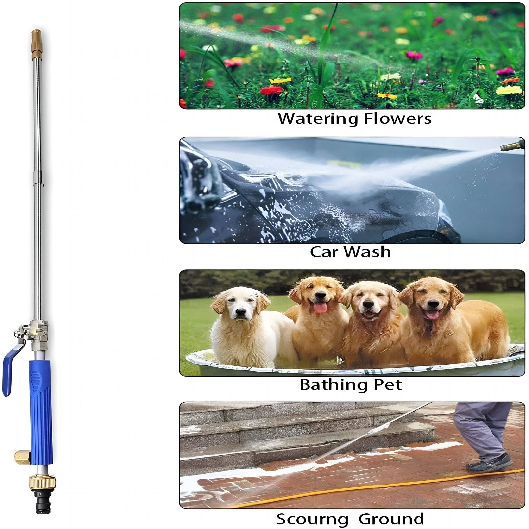 CURYMAY High Pressure Power Washer Wand, Watering Sprayer Cleaning Tool, Hydro Jet Water Hose Nozzle, Wand Lance for Gutter Patio Car Pet Window Blue