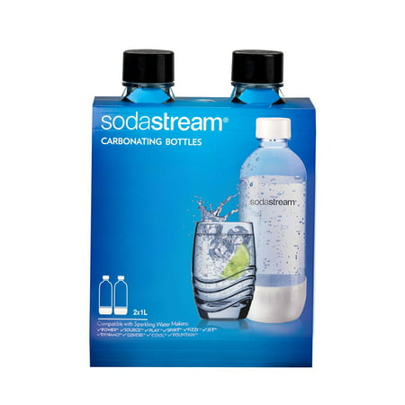 1l Carbonating Bottles- Black (Twin Pack), Extra carbonating bottles for SodaStream soda makers By