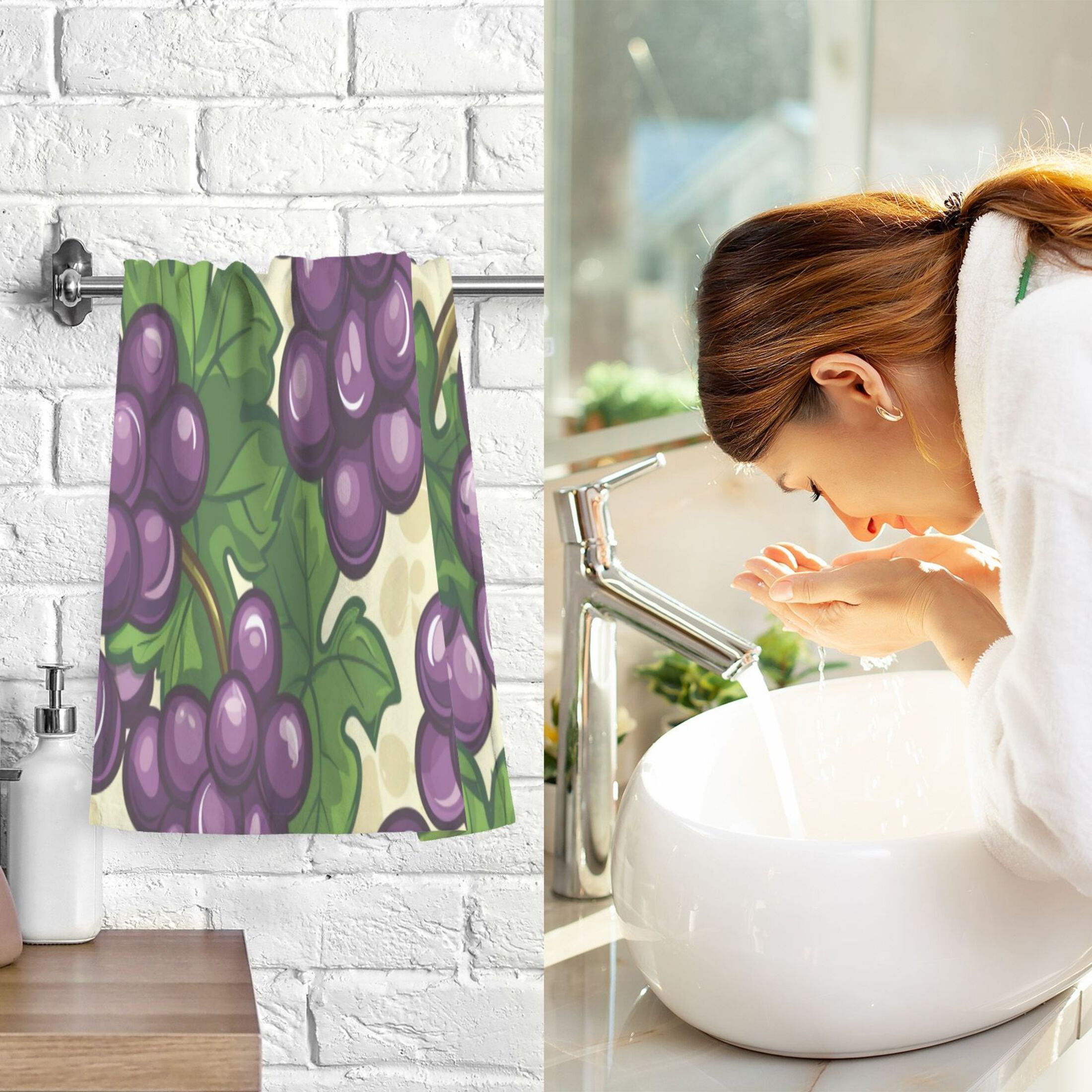 Cotton Towel Two-Piece 16x28 Inch One Sizex2 Face Towel Set Towel Set Cotton Hand Bath Towel Bathroom Beach Dark Purple Grape