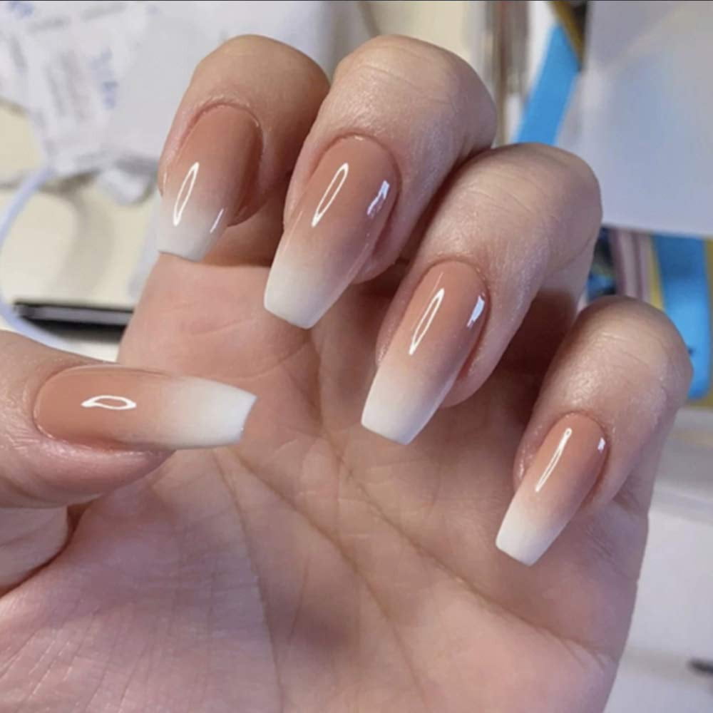 Acrylic Full Cover Amber Fake Nails - Walmart.com