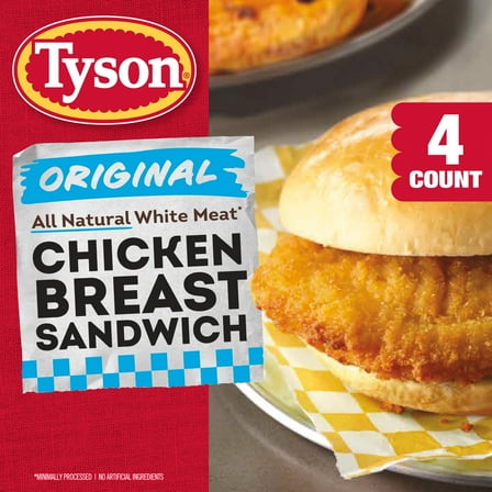 Tyson Original Chicken Breast Sandwich, 24 oz, 4 Count - Frozen