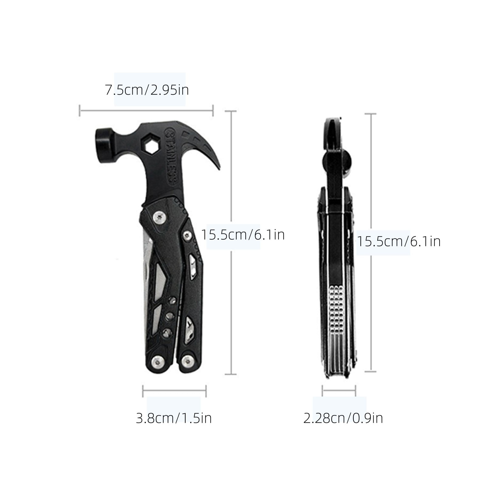 Survival Multitool Stainless Steel Folding Pocket Tool Knife Pliers Screwdriver Compact Portable Emergency Repair Camping Hiking Outdoor Travel Car Home Use Multi Function Gadget Tool