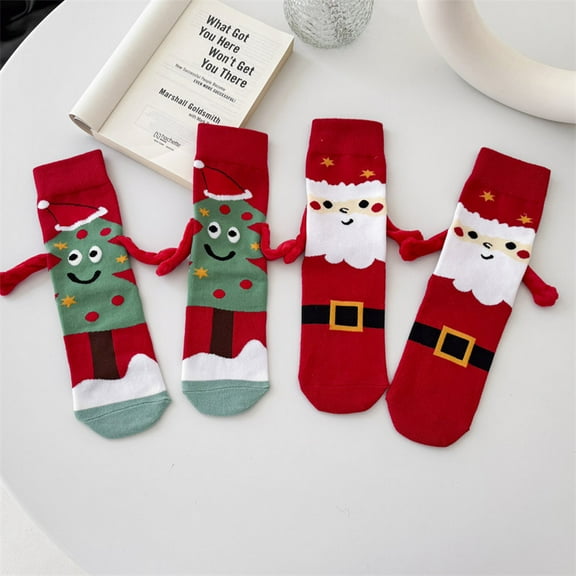 Yoyauz Fun Couple Hand Socks Stuffed Bear Christmas Magnetic Socks Mid Socks Novelty Christmas Gifts