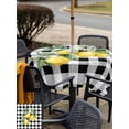 thumbnail image 5 of Outdoor Tablecloth with Umbrella Hole for Patio/Picnic/Party/Camping, Summer Lemons Waterproof Table Cloth Square Cover Washable, White Black Plaid Farmhouse Tropical Fruits (60"x 60"), 5 of 9