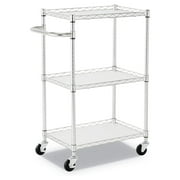 TiaGOC ALESW322416SR 24 in. x 16 in. x 39 in. 450 lbs. Capacity 3-Shelf Wire Cart with Liners - Silver